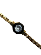 Noir Hexagon Kristal Çelik Bileklik