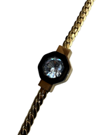 Noir Hexagon Kristal Çelik Bileklik